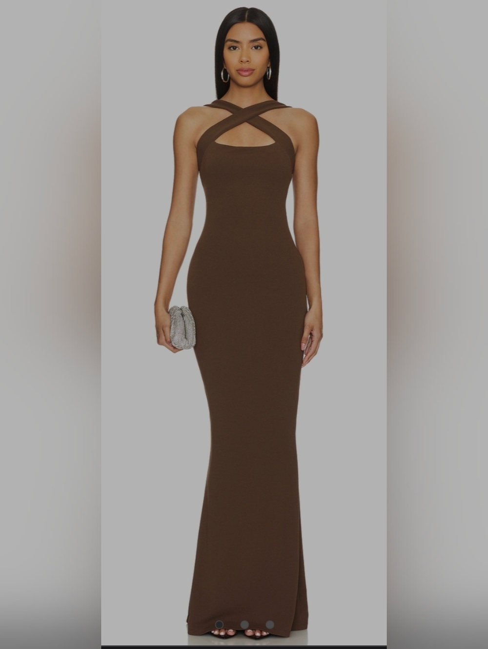 Nookie Brown Crisscross Cutout Maxi Dress
